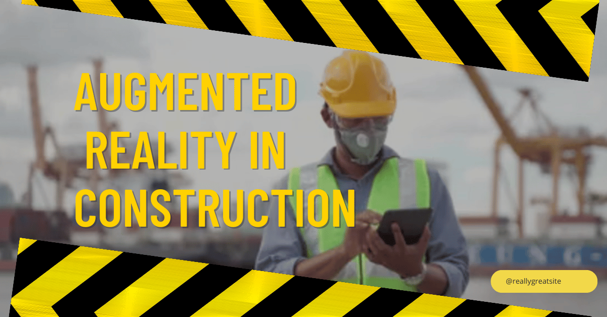 Construction worker using augmented reality glasses on a construction site.